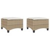 vidaXL Garden Stool Beige PE rattan, powder-coated steel Standard - 2 of 4