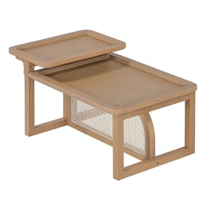 NicBex Modern Rectangle Nesting Coffee Table with Wood Frame for Living Room, Natural - 1 of 4