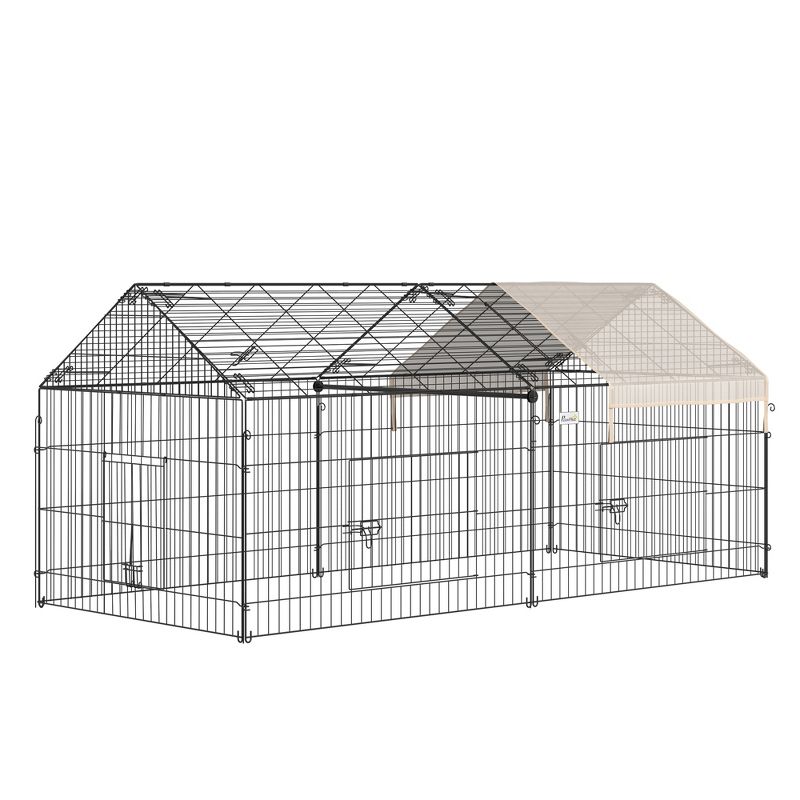 PawHut 87" x 41" Outdoor Metal Chicken Coop Rabbit Playpen Enclosure Small Animal Kennel Exercise Pen with Weather Proof Cover, 5 of 9