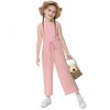 Girls' Fashion Jumpsuit Crewneck Elastic Waist Long Pants Romper with Pockets - 4 of 4