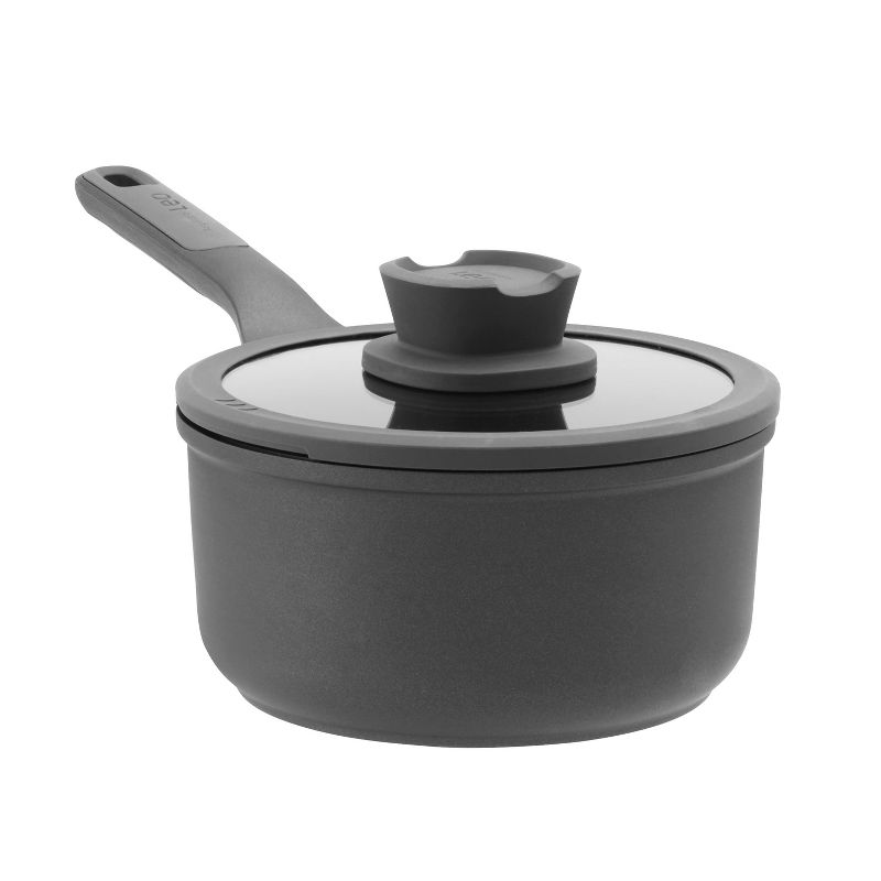 BergHOFF Leo Stone+ Non-stick Ceramic 7" Saucepan 2.1qt. With Glass Lid, Recycled Cast Aluminum, 1 of 11