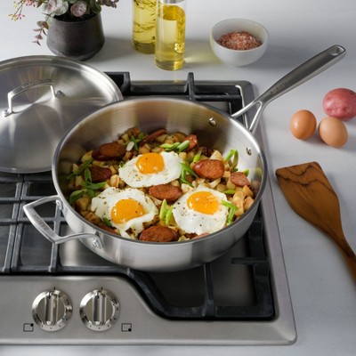 Babish 5-Quart Tri-Ply Stainless Steel Saute Pan with Lid