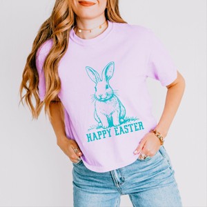 Simply Sage Market Happy Easter Bunny Outline Boxy Crop Top - 1 of 4