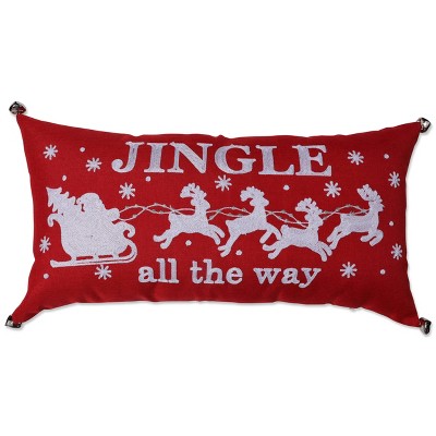 Indoor Christmas 'Jingle All The Way' Red Rectangular Throw Pillow  - Pillow Perfect