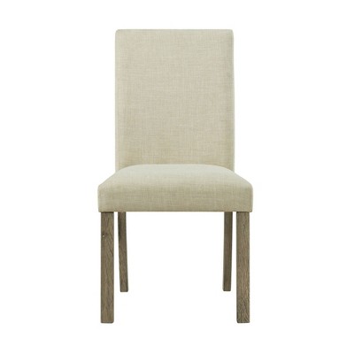 Gray Linen Upholstered Wood Side Chair Set