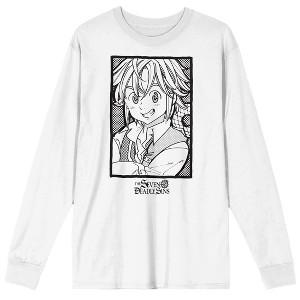Seven Deadly Sins Meliodas Manga Art Adult White Long Sleeve Tee - 1 of 3