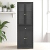 Tall Bathroom Storage Cabinet with Glass Doors, 1 Drawer, Adjustable Shelf & Multi-Tier Storage, Black, 14.5" Wide - 4 of 4
