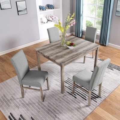 5 Pieces Dining Table & Chairs Set, 48" Kitchen Table and 4 Chairs, Dining Room Table with MDF Board & Metal Frame, Perfect for Small Space
