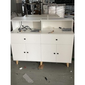 51 Inch Storage Cabinet with Power Outlets,LED Light Coffee Bar, Kitchen Pantry Cabinet with Drawers&Adjustable Shelves, Freestanding Floor Cupboard - 1 of 1