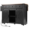 JUJABU 53.7" Farmhouse Kitchen Island with Power Outlet, 2 Sliding Barn Door Kitchen Storage Island with Drop Leaf - 2 of 4