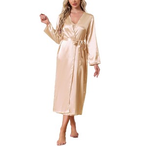 INSPIRE CHIC Women's 2 Pcs Satin Silky V-neck Camisole Comfortable Bridesmaid Robes - 1 of 4