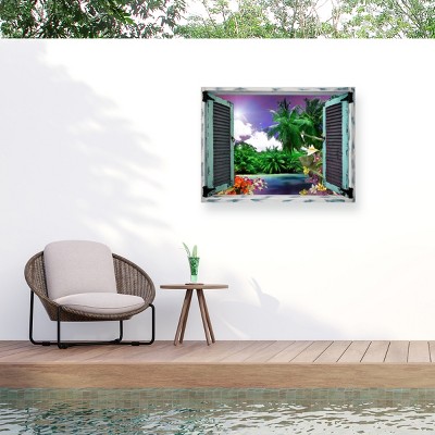 "Tropical Window to Paradise I" Outdoor Canvas