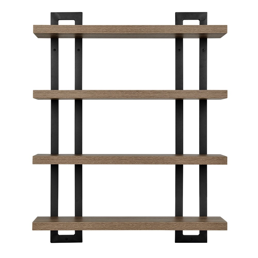 Photos - Garden & Outdoor Decoration Danya B. 36" x 28.4" 4 Tier Floating Bracket Wall Shelf Unit Walnut: Mid-C