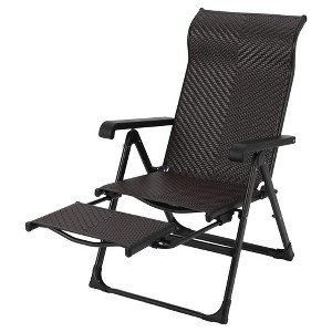 Folding Rattan Chaise Lounge Chair – Portable Outdoor Recliner with Adjustable Foot Rest & Backrest, Weather-Resistant PE Rattan - 1 of 4