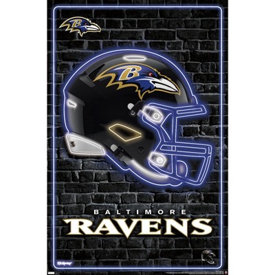 Trends International Nfl Baltimore Ravens - Neon Helmet 23 Framed Wall 