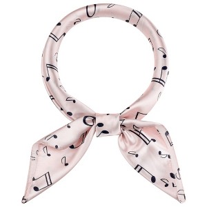 Elerevyo Women Musical Note Printed Satin Silky Square Large Neck Scarves 35.4"x35.4" 1 Pc - 1 of 4