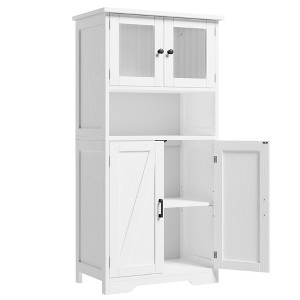 Bathroom Cabinet, Freestanding Kitchen Pantry Storage Cabinet, Floor Linen Cabinet with Doors & Adjustable Shelves, for Living Room, White - 1 of 4