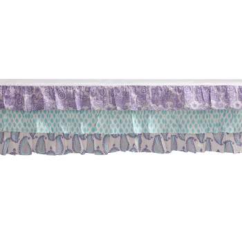Bacati - Isabella Paisley Aqua/Lilac/Purple 3 Layer Crib/Toddler Bed Skirt