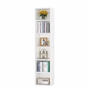 Lirago,11.81"L*11.81"W*70.87"H, Modern Corner Bookcase with 6-Tier Display Shelves for Compact Spaces - 1 of 4