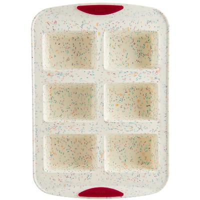 Trudeau Structure Silicone 6 Cavity Mini Loaf Pan, Confetti/Fuchsia