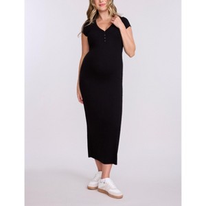 Women's Short Sleeve Henley Bodycon Maxi Dress | Motherhood Maternity - 1 of 4