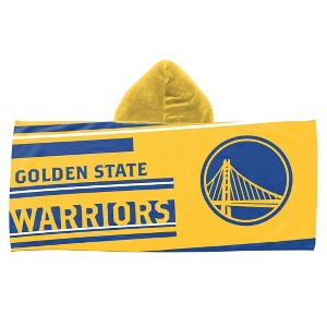 22"x51" NBA Golden State Warriors Liner Youth Hooded Beach Towel - 1 of 3
