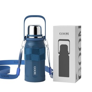 32 oz Insulated Water Bottle with Carry Strap & Strainer - Wide Mouth Stainless Steel Thermos for Hot/Cold Drinks - 1 of 4