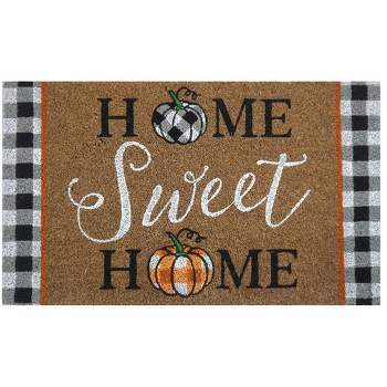 Briarwood Lane Home Sweet Home Pumpkins Fall Natural Fiber Coir Doormat Checkers 30" x 18"