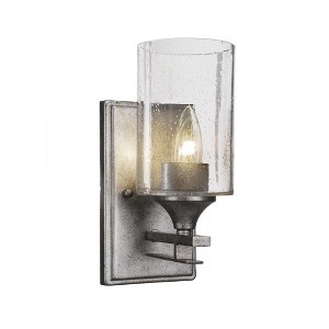 Toltec Lighting Uptowne 1 - Light Sconce in  Aged Silver with 4" Clear Bubble Shade - 1 of 1