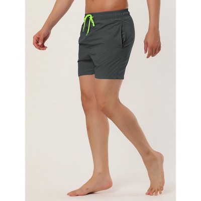 INSPIRE CHIC Men's Summer Beach Solid Color Mesh Lining Drawstring Waist Board Shorts Gray 34 — фото 2