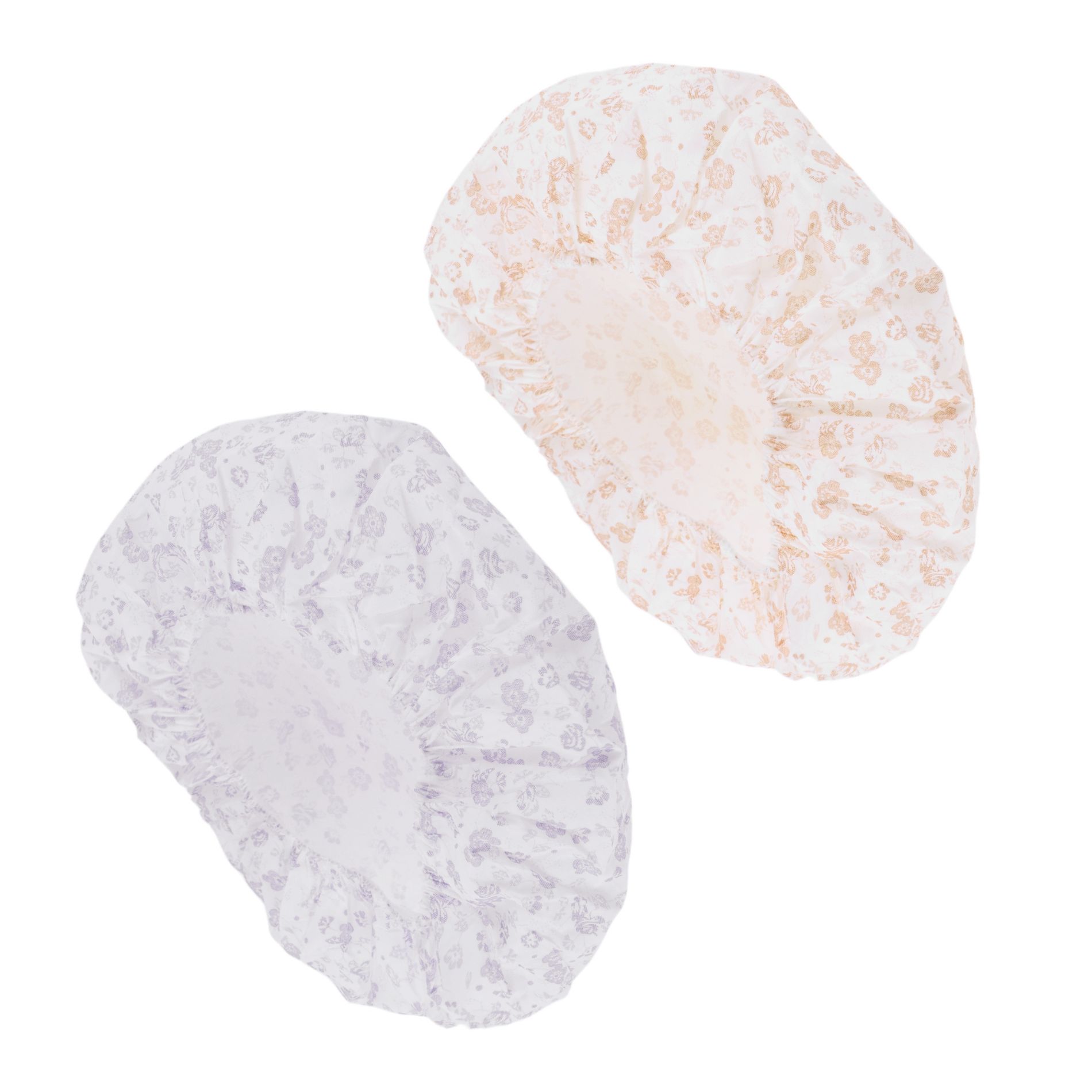 Unique Bargains Waterproof Shower Cap Purple Orange 2 Pcs