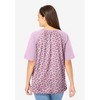 Woman Within Plus Size Elbow Sleeve V-Neck Baseball Tee - 3 of 4