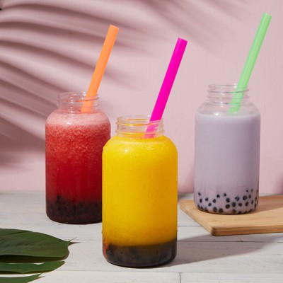 Colorful Jumbo Plastic Straws for Smoothies and Boba, 100-Pack