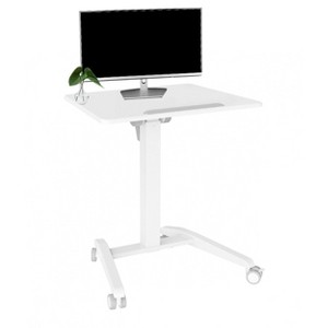 Stand Up Desk Store Pneumatic-Adjustable Tilt-Top Compact Standing Desk (White Frame/White Desktop, 28” Wide) - 1 of 4