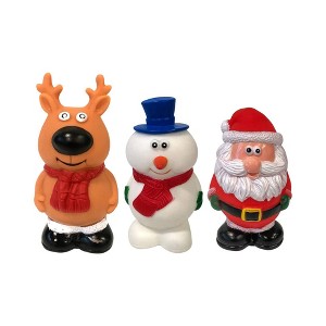Midlee Vinyl Christmas Dog Toy Set- Santa, Reindeer & Snowman - 1 of 4