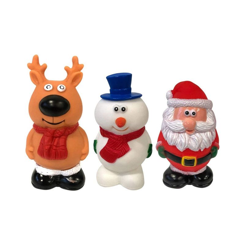 Midlee Vinyl Christmas Dog Toy Set- Santa, Reindeer & Snowman, 1 of 6