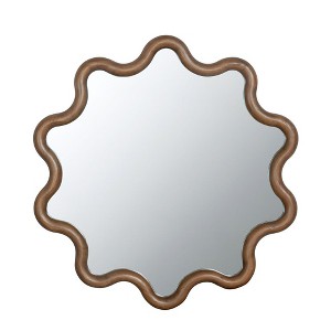 CAVINAS Novelty Wall Mirrors with Unique Frame,Farmhouse Wooden Accent Wall-Mounted Mirror,Decorative Mirror for Living Room,Entryway - 1 of 4
