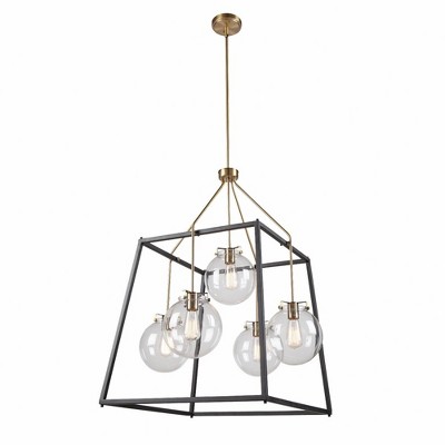 Artcraft Lighting Bridgetown 5 - Light Chandelier in  Black/Harvest Brass
