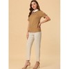 INSPIRE CHIC Women's Vintage Peter Pan Collar Contrast Puff Short Sleeve Blouse - 2 of 4