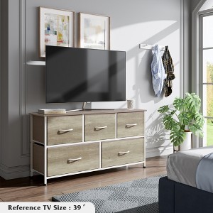 Fabric Dresser for Bedroom, Wide 5-Drawer Chest of Drawers with Storage Organizer Unit - 1 of 4