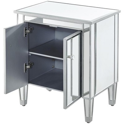 Elegant Silver Mirrored Two-Door Freestanding Cabinet