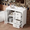 FAMYYT 36 in. Single Sink Freestanding White Bath Vanity with White Ceramic Top, Adjustable Shelves and 3 Drawers - 3 of 4