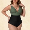 Women's Plus Size Chic Two-Tone Plus Size Swimsuit with Criss-Cross Back - Cupshe - 4 of 4