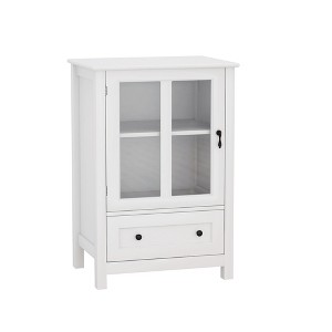 Sevobal Utility Storage Cabinets, Freestanding Storage Cabinet with Transparent Doors for Living Room Kitchen Hallway, White, 22.05"*14.37"*31.7" - 1 of 4