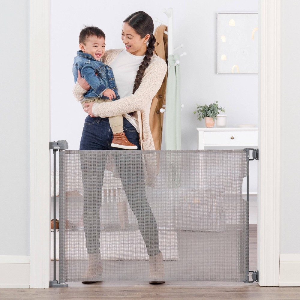 Photos - Baby Safety Products Regalo Fabric Retractable Baby Gate - Gray