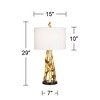 Possini Euro Design Organic Modern Table Lamps 29" Tall Set of 2 Gold Sculpture White Drum Shade for Bedroom Living Room Bedside Office House Home - 4 of 4