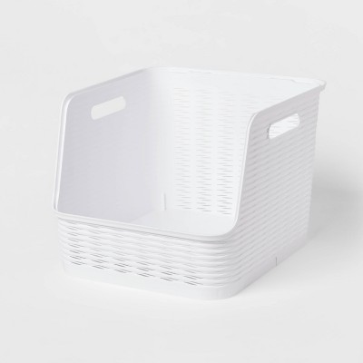 Farmlyn Creek Plastic Storage Baskets, White Nesting Bin Containers wi