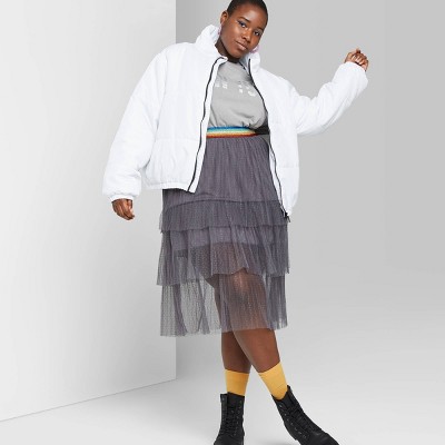 tiered tulle midi skirt