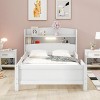 Streamdale Wood Twin Size Platform Bed With Builtin LED Light, Storage Headboard And Guardrail, White - 2 of 4