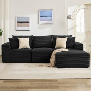 108" Modular Sectional Sofa, L Shaped Boneless Cloud Couch, Deep Seat & Throw Pillows, Corduroy Fabric, Memory Foam Couch - 1 of 4